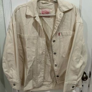Levi's White Denim Jacket - Zip-up and buttons